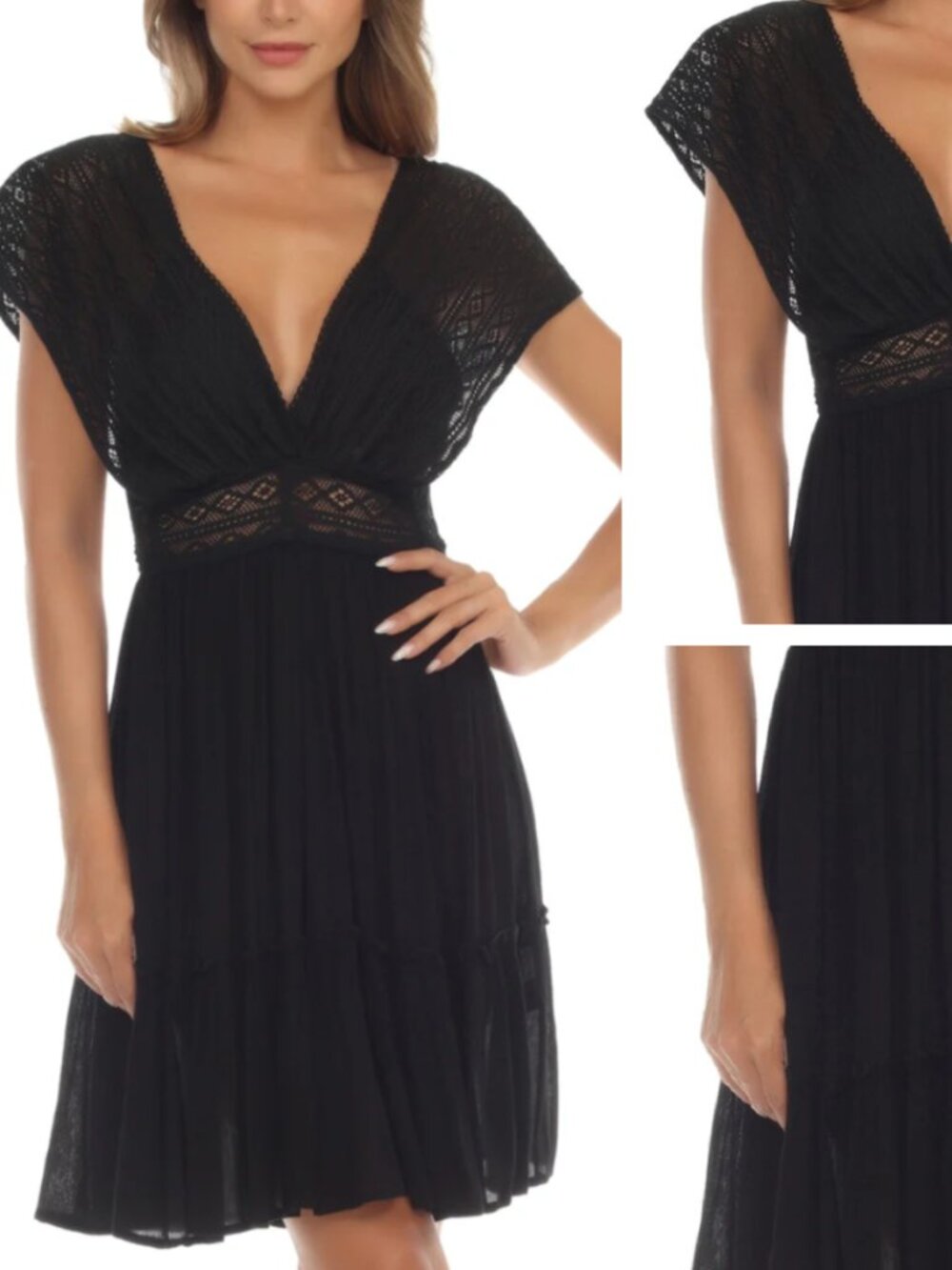 Raviya Lace-Insert Tie-Back Dress Cover-Up NWT Sz XL